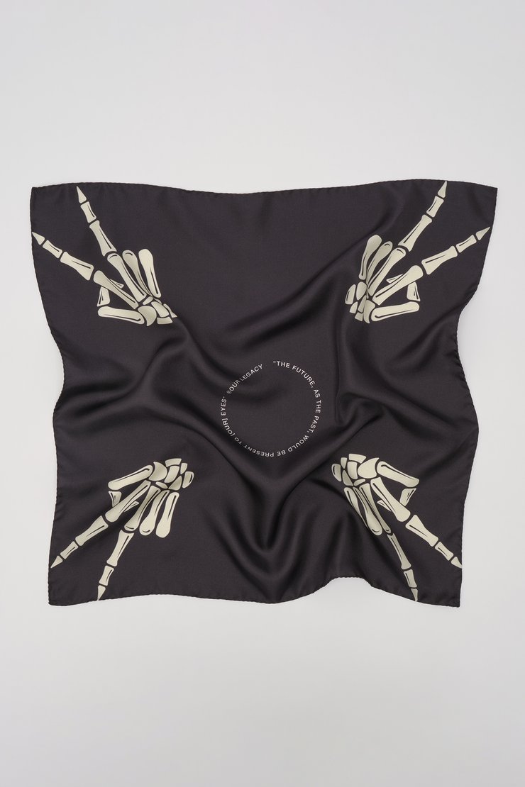 50Cm Silk Scarf Black Scissors Silk