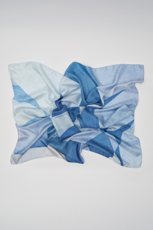 90Cm Silk Scarf Digital Denim Print