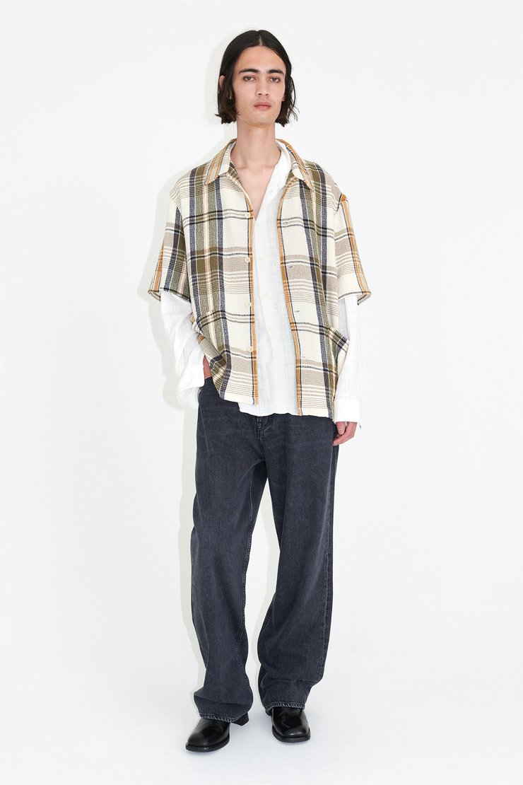 Elder Shirt Shortsleeve Ecru/Green Summer Plaid