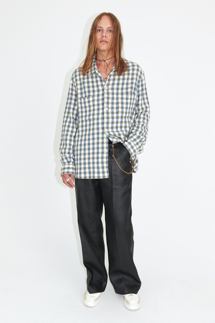 Heusen Shirt Light Blue/Olive Summer Check