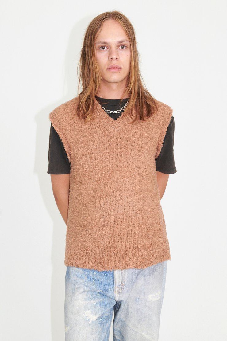 Knitted Vest Caramel Cloudy Cotton