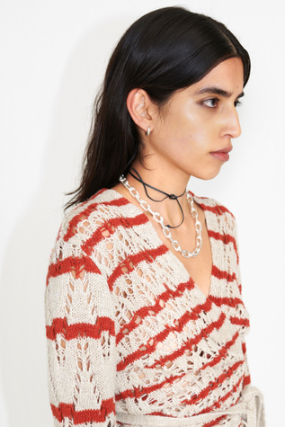 NKNIT zigzag paper knit shirts ivory① zigzag paper knit shirts | NKNIT