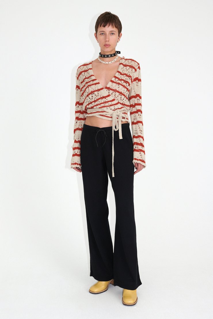 Slow Trouser Black Rayon Plait