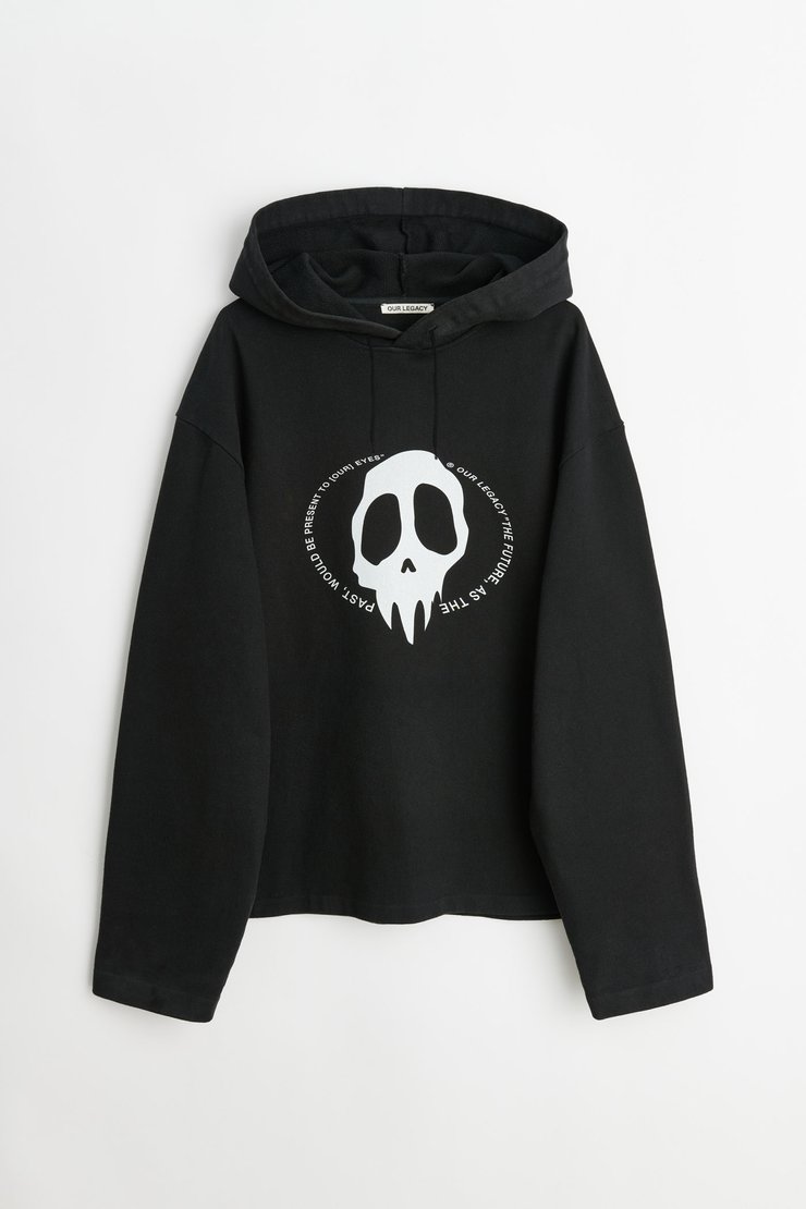 【OUR LEGACY】 Loose Hoodie Maverick Skull Print Black Our Legacy - Loose Hoodie Maverick Skull Print