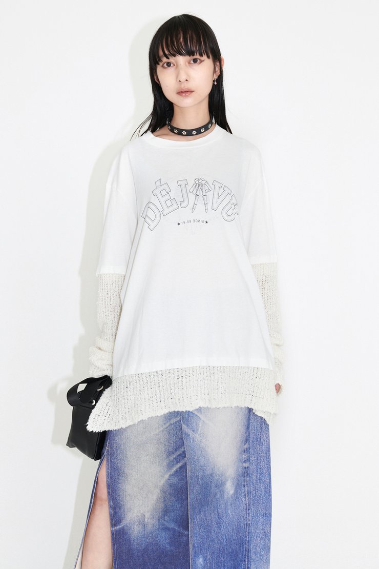 Mix Tee Longsleeve White Deja Vu Print