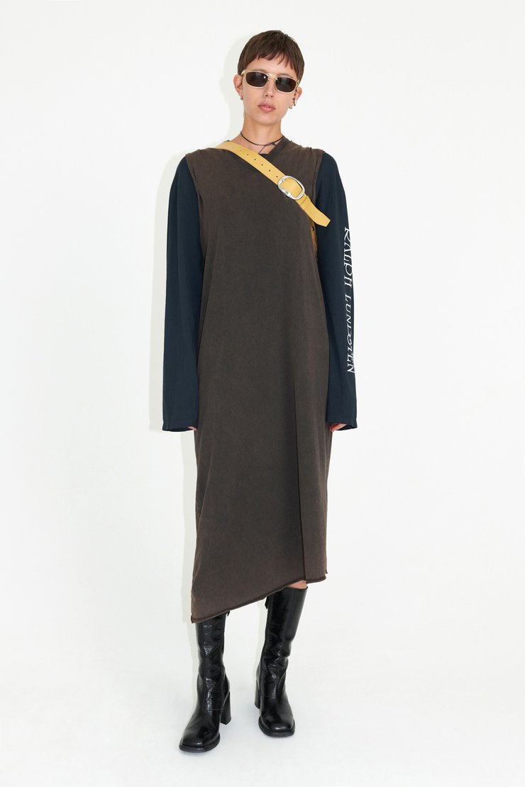 V Neck T-Shirt Dress Sulphur Black Army Jersey