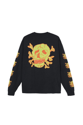 Ol Skull Pig. Dyed Ls Tee Black