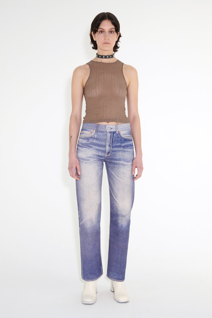 Linear Cut Digital Aurora Denim