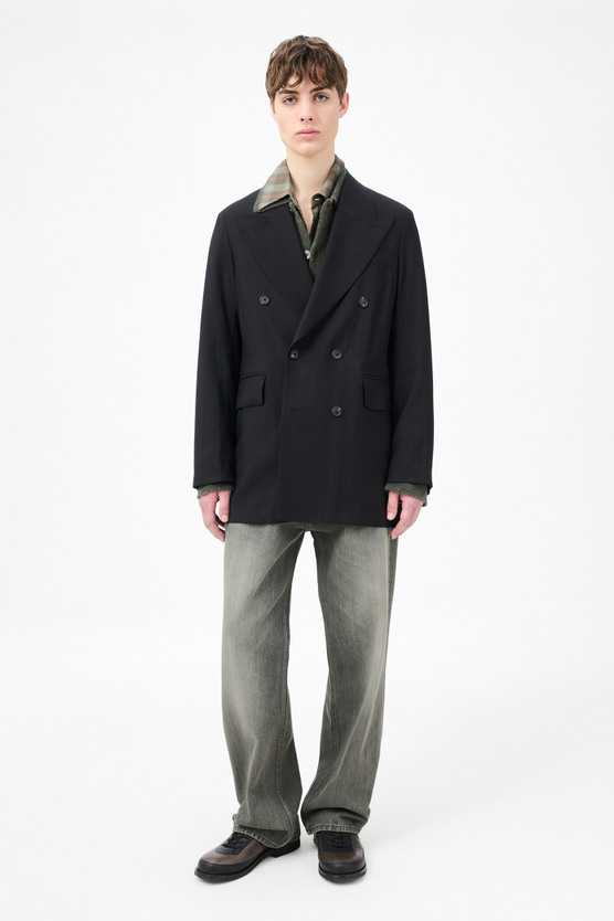 ジャケット・アウター OURLEGACY SHRP DB BLAZER Our Legacy - Sharp DB Blazer Black TV Static Mouline Wool