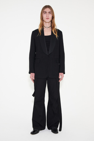 Tuxedo Blazer Black Linen Wool