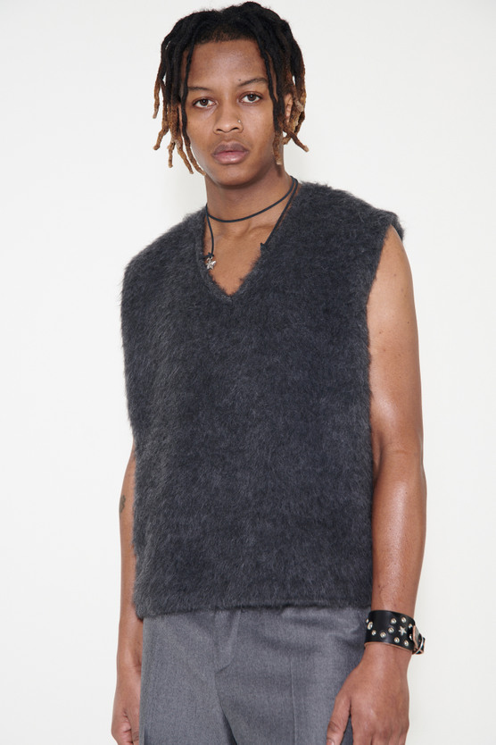 Double Lock Vest Ash Grey Alpaca - Our Legacy