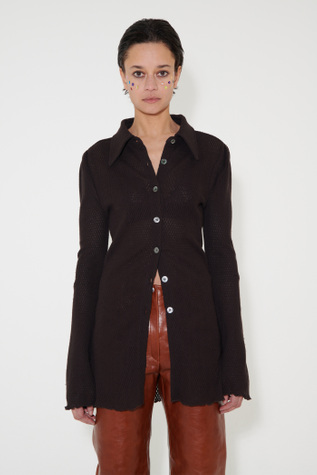 Hollow Shirt Brown Sparse Cotton