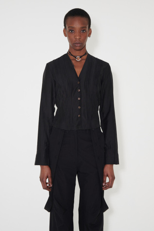 Pleated Blouse Black Experienced Viscose