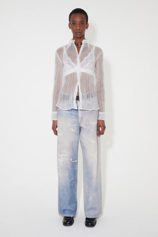 70S Line Shirt Milky Quartz Pleat