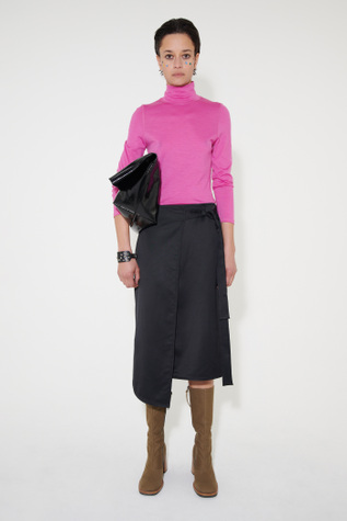 Work Sarong Skirt Black Emotional Sateen