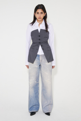 Blazer Top Ash Grey Pinstripe