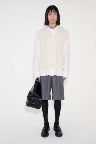 Knitted Vest White Sheer Cable