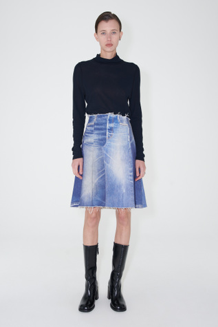 Pleated Wrap Skirt Night Aurora Denim
