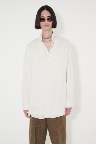Big V-Neck Knit Funky White Acrylic