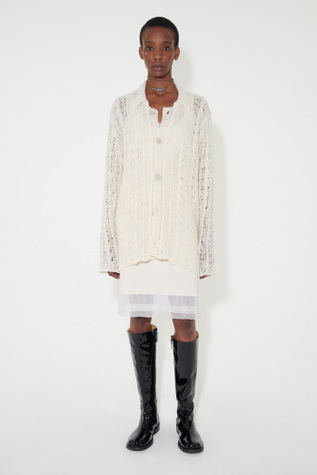 Big Cardigan White Sheer Cable