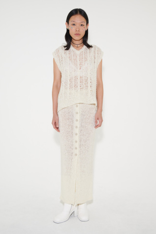 Knitted Vest White Sheer Cable