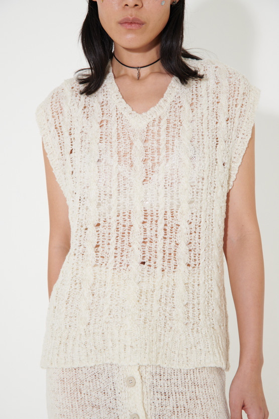 Our Legacy - Knitted Vest White Sheer Cable