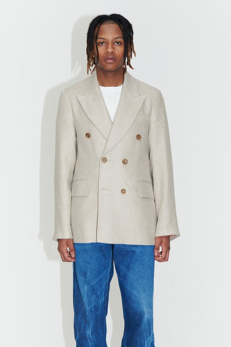 Our Legacy - Unconstructed DB Blazer Natural Beige Linen Our Legacy - Unconstructed DB Blazer Natural Beige Linen